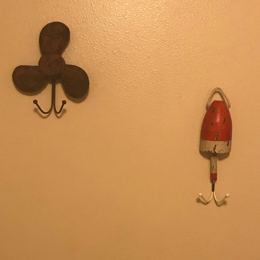 2 Beach themed decor wall hooks